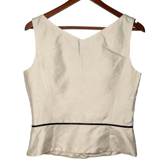 NWT Vintage Ann Taylor Silk Jacquard Top Size 10 Sleeveless Black Ribbon Y2K - Picture 2 of 10